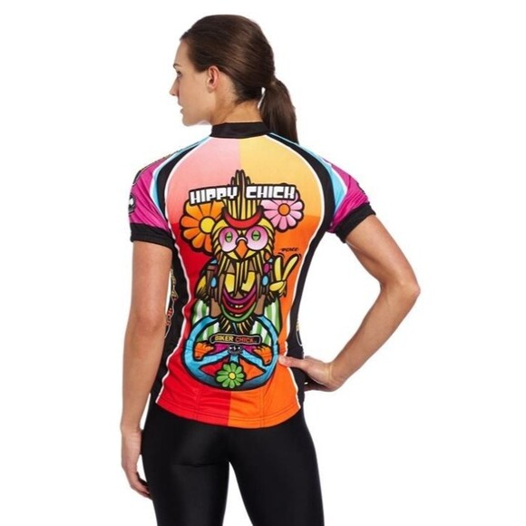 World Jersey Hippy Chick Wise Owl Groovy Cycling Precaryous Biker Medium Shirt - Picture 2 of 11